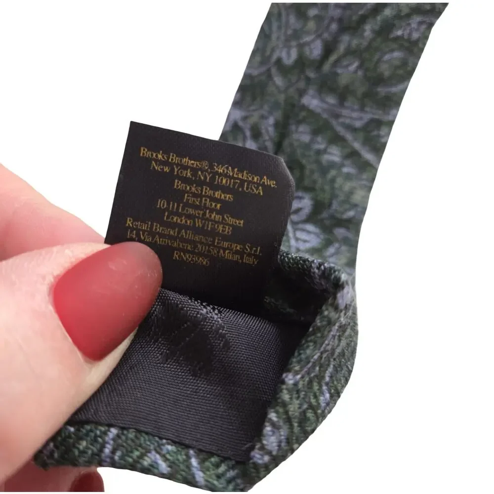 NWT Brooks Brothers | 100% Italian Wool Paisley Print Green Blue Tie Made in USA